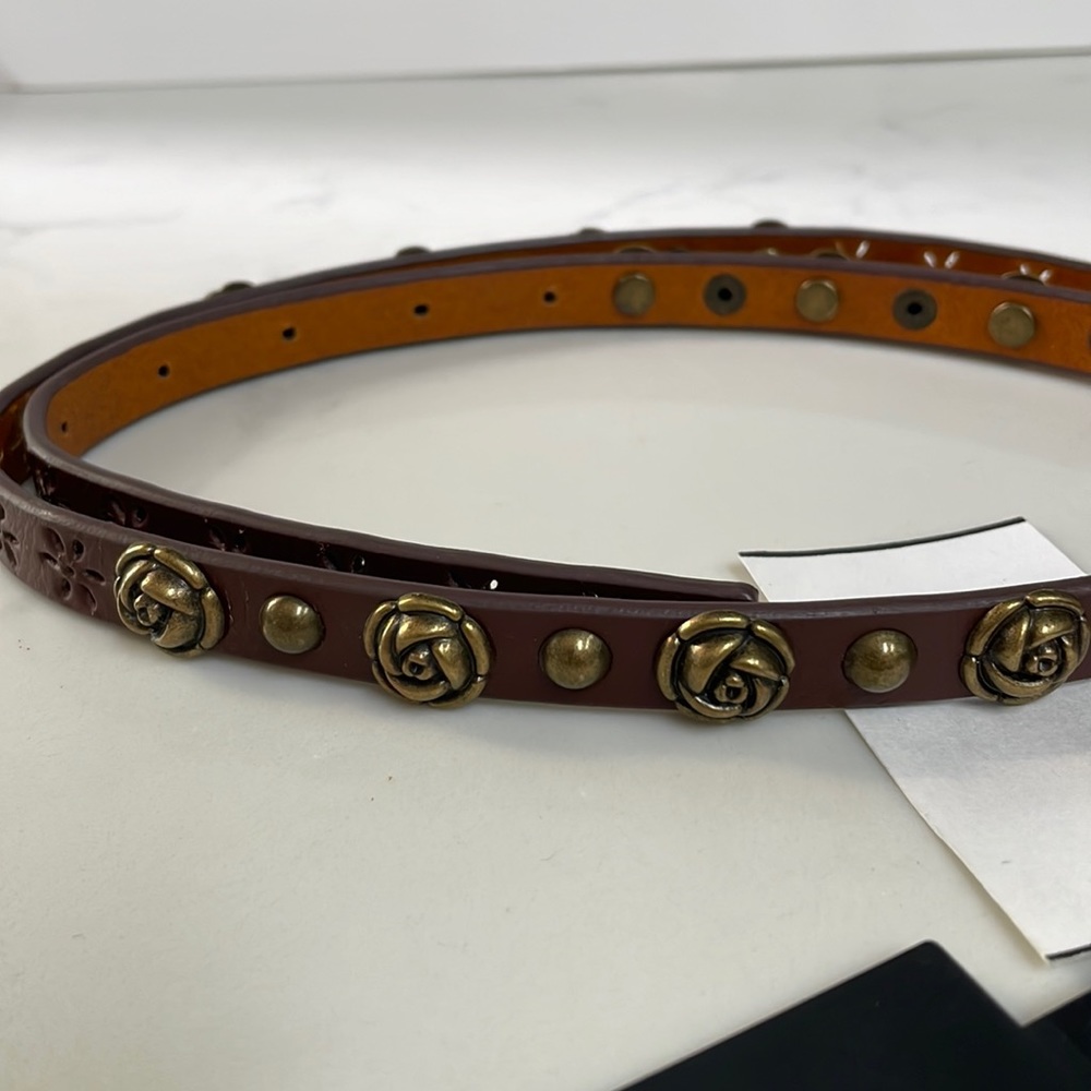 NWT Leather belt with studded rose detail